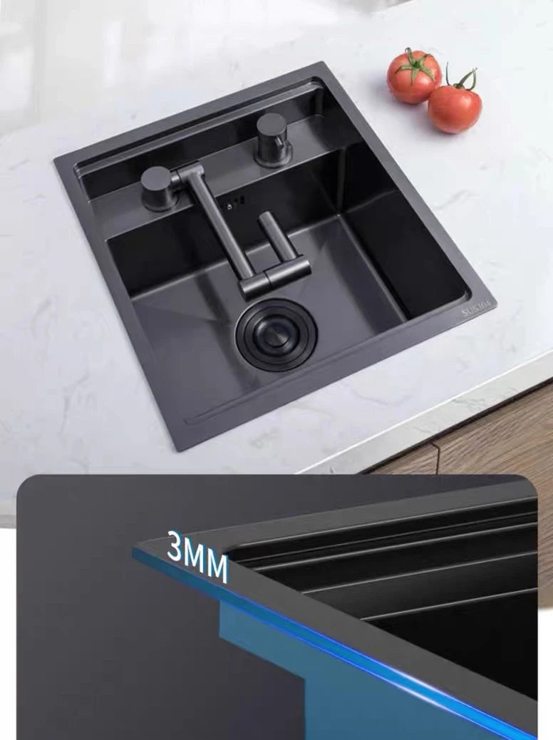 Nano Hidden Bar Sink Black Folding Faucet Mini