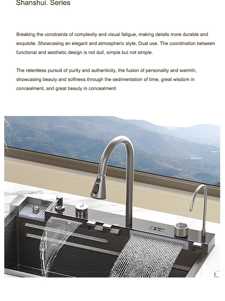 Sink Stainless Steel Waterfall Sinks Extra Large Slot