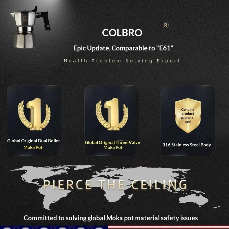 Colbro Moka Pot Stainless Steel Double Valve Triple