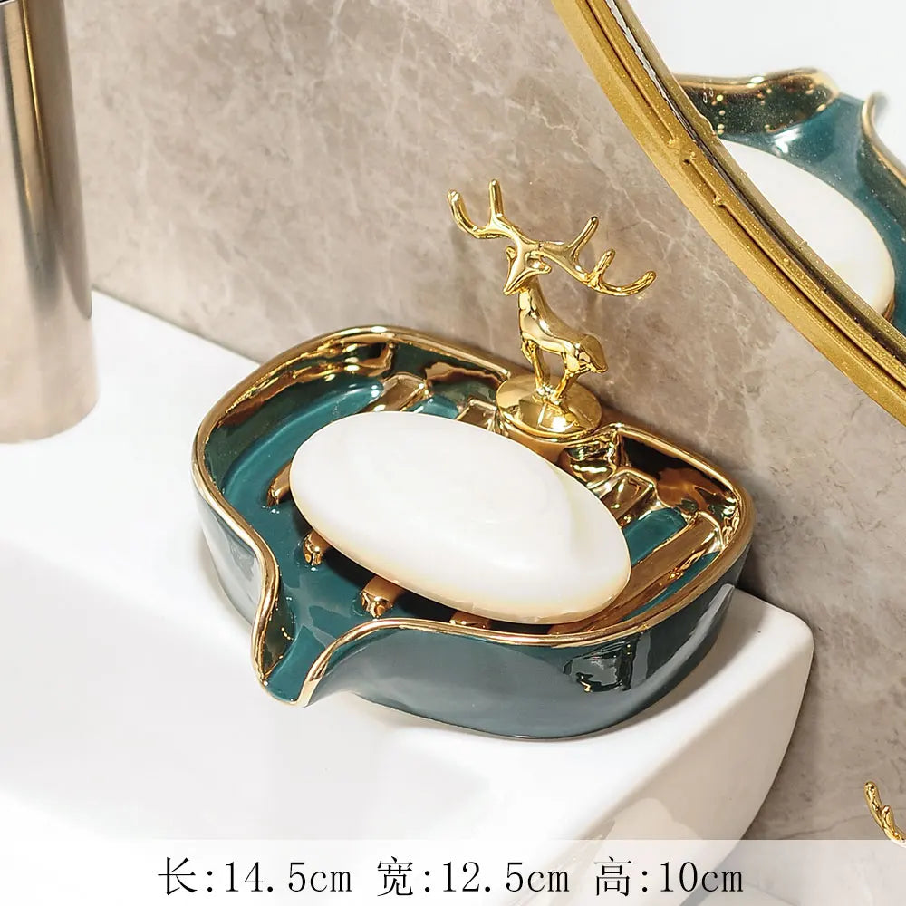 Ceramic Soap Box Soap Dish Bathroom Supplies Drain