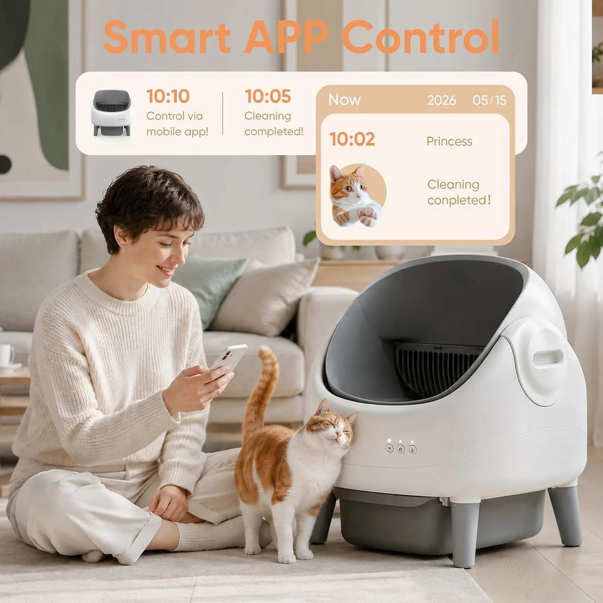 Self Cleaning Cat Litter Box Open-Top Automatic Cat
