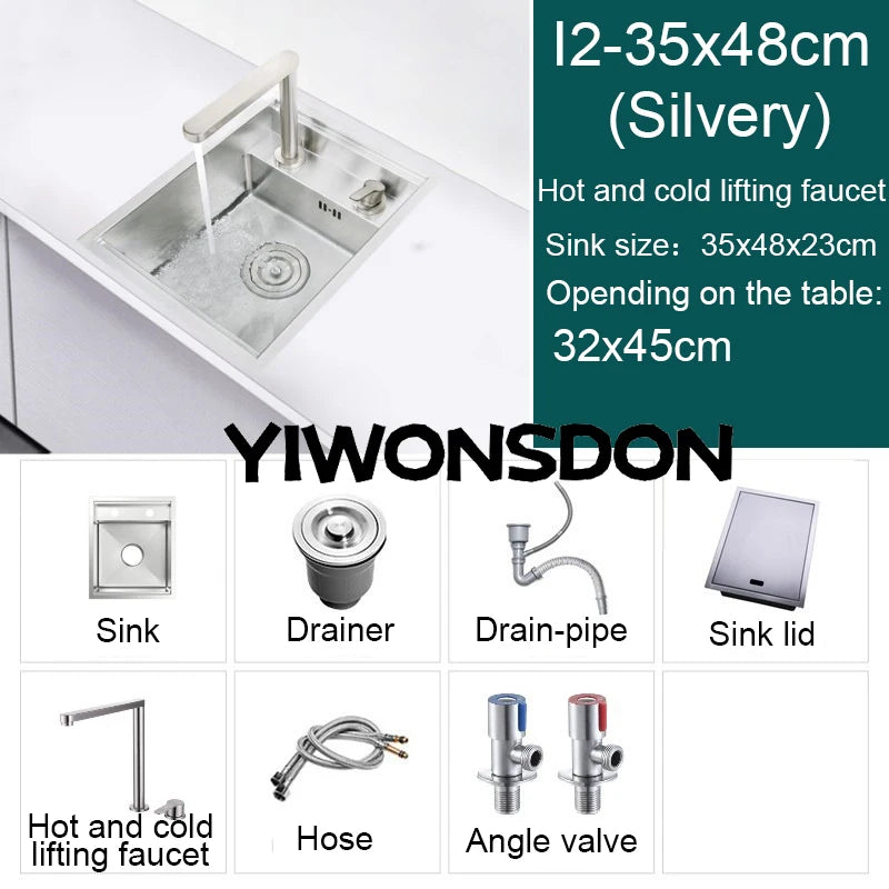 Nano Hidden Bar Sink Black Folding Faucet Silvery