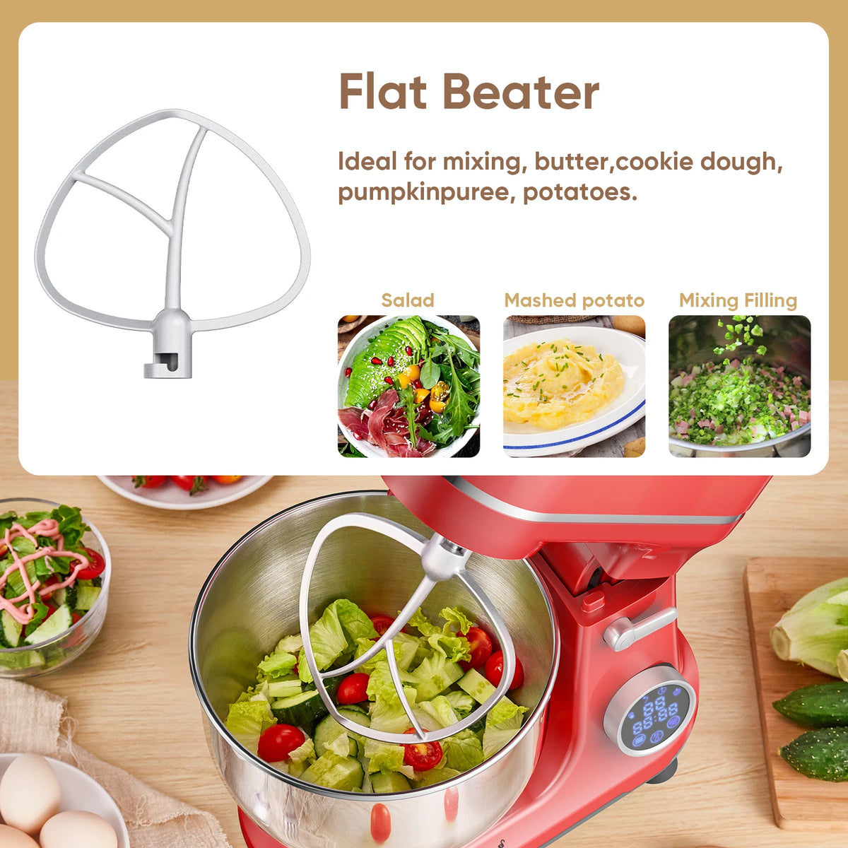 Biolomix Food Stand Mixer 1200w 11-Speeds Dc Motor