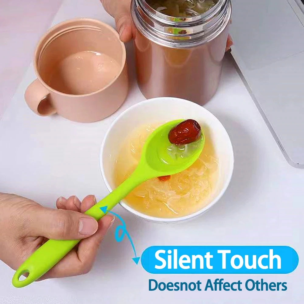 1pc Soft Silicone Spoon Stirring Long Handle Tableware