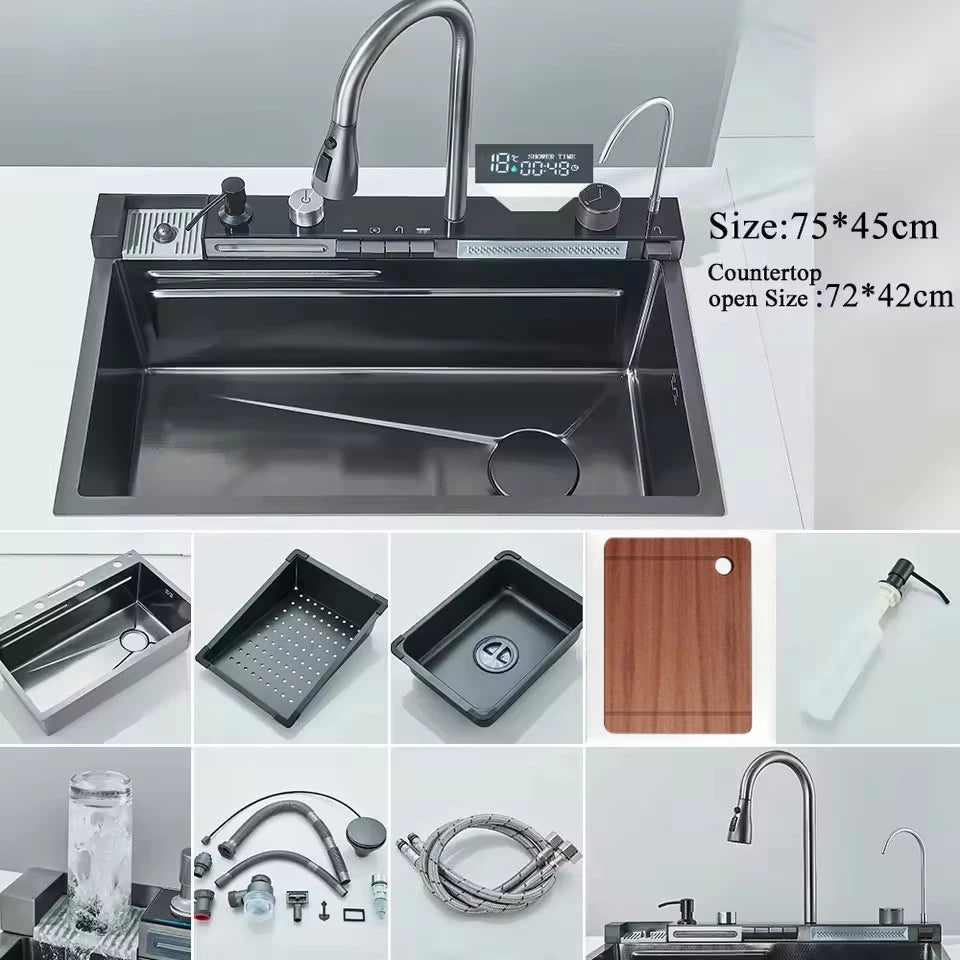 Grey Stainless Steel Digital Sink Cold Pull Out