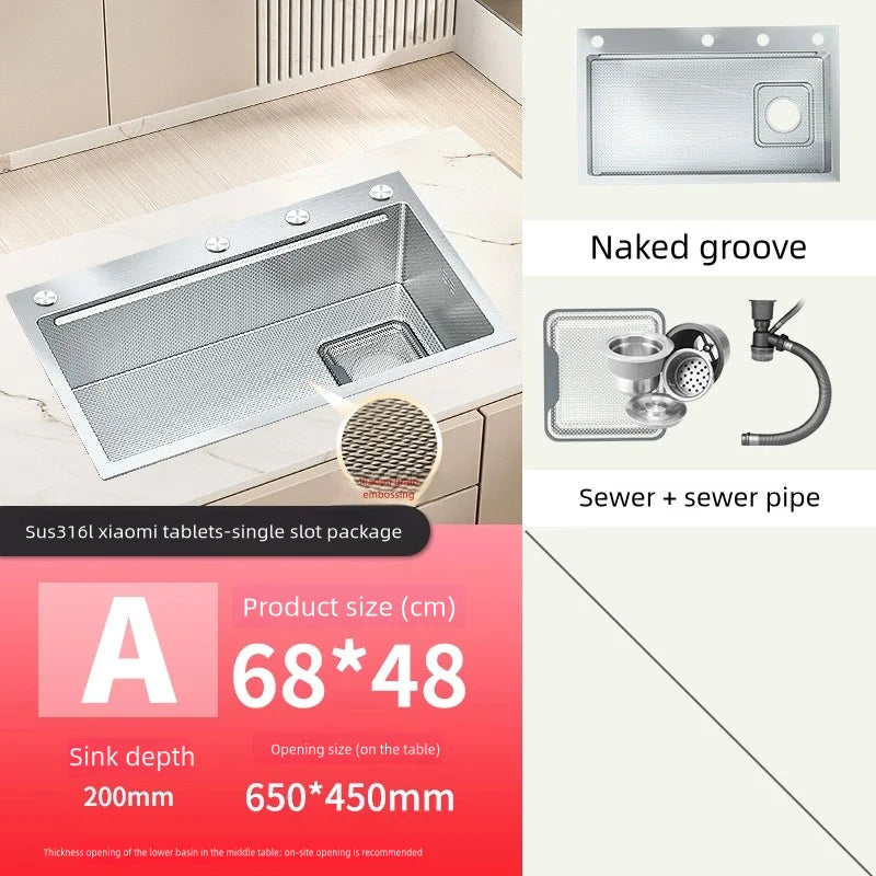 316l Stainless Steel Sink Durable Large Slot Wash