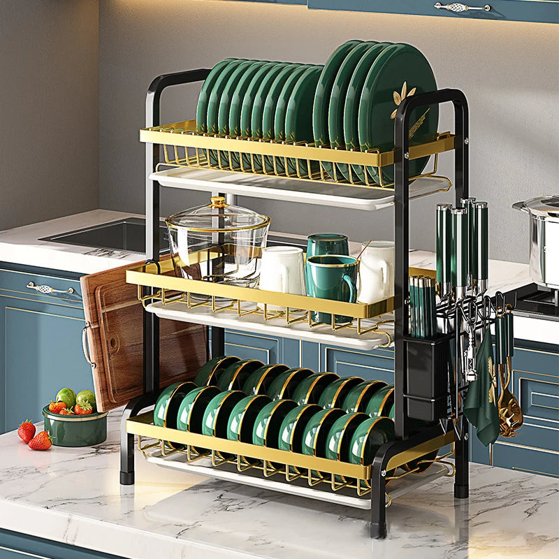 Bowl Rack Draining Dish Storage Green Dishes Storage