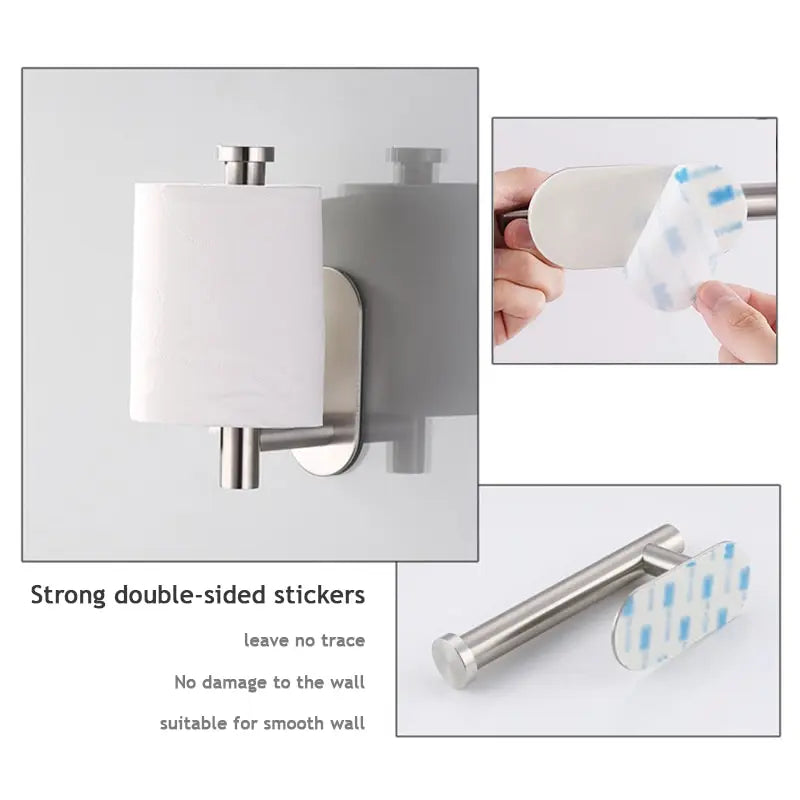 1pc Stainless Steel Paper Towel Holder No Punch