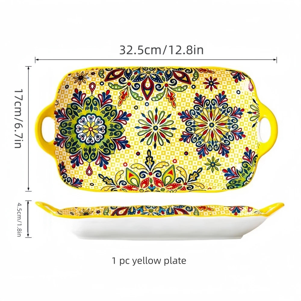 1pc Bohemian Style Ceramic Fish Dish Handle 12