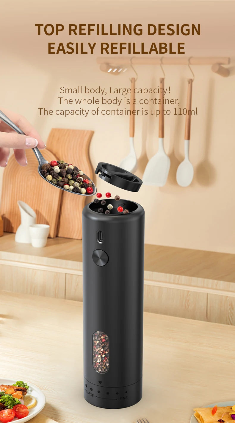Rechargeable Electric Salt Pepper Grinder Adjustable Coarseness