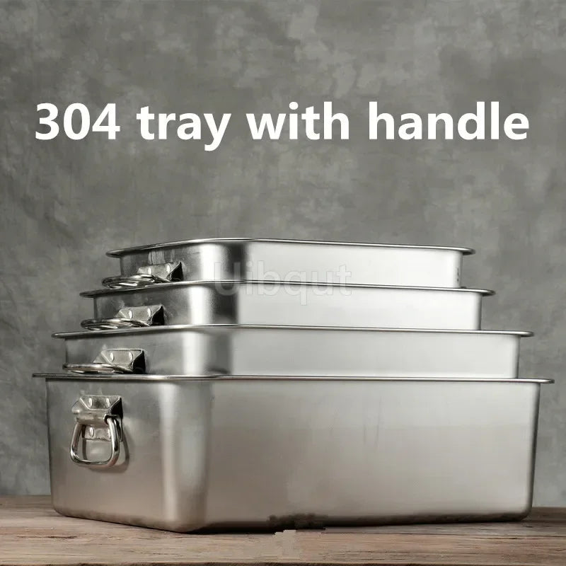 304 Stainless Steel Plate Metal Tray Handle Square