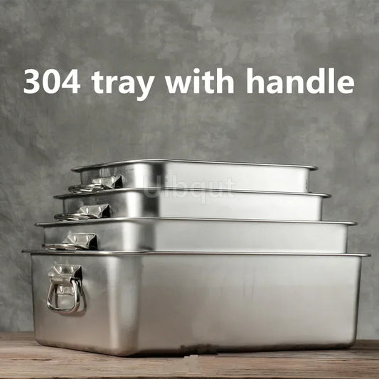 304 Stainless Steel Plate Metal Tray Handle Square