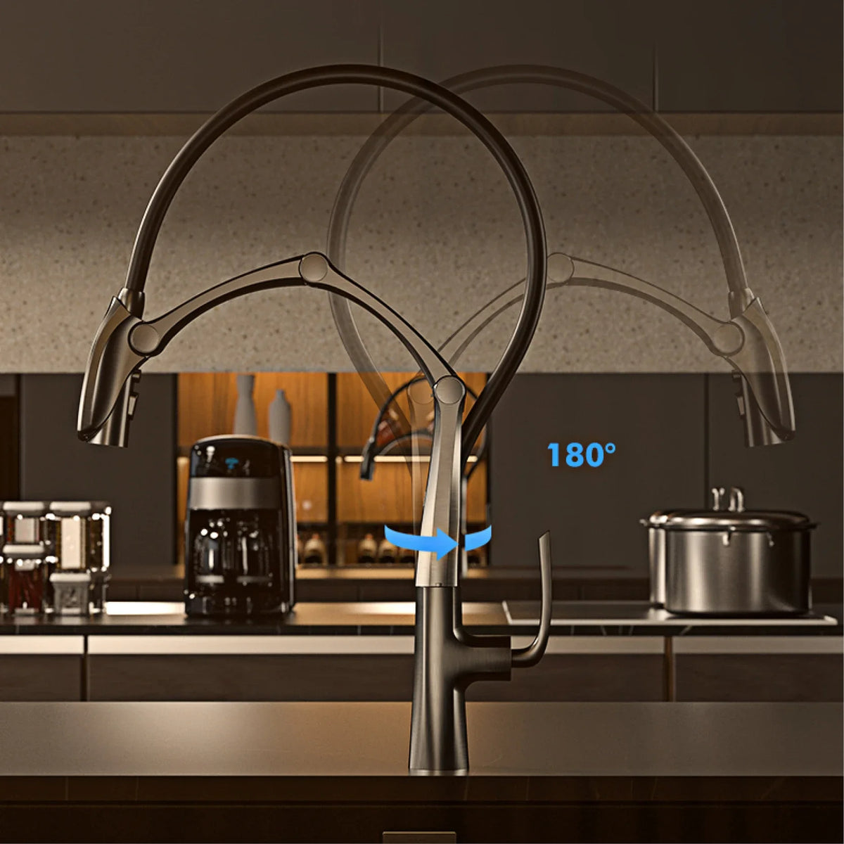 Luxury Brass Gun Gray Faucet Digital Display Intelligent