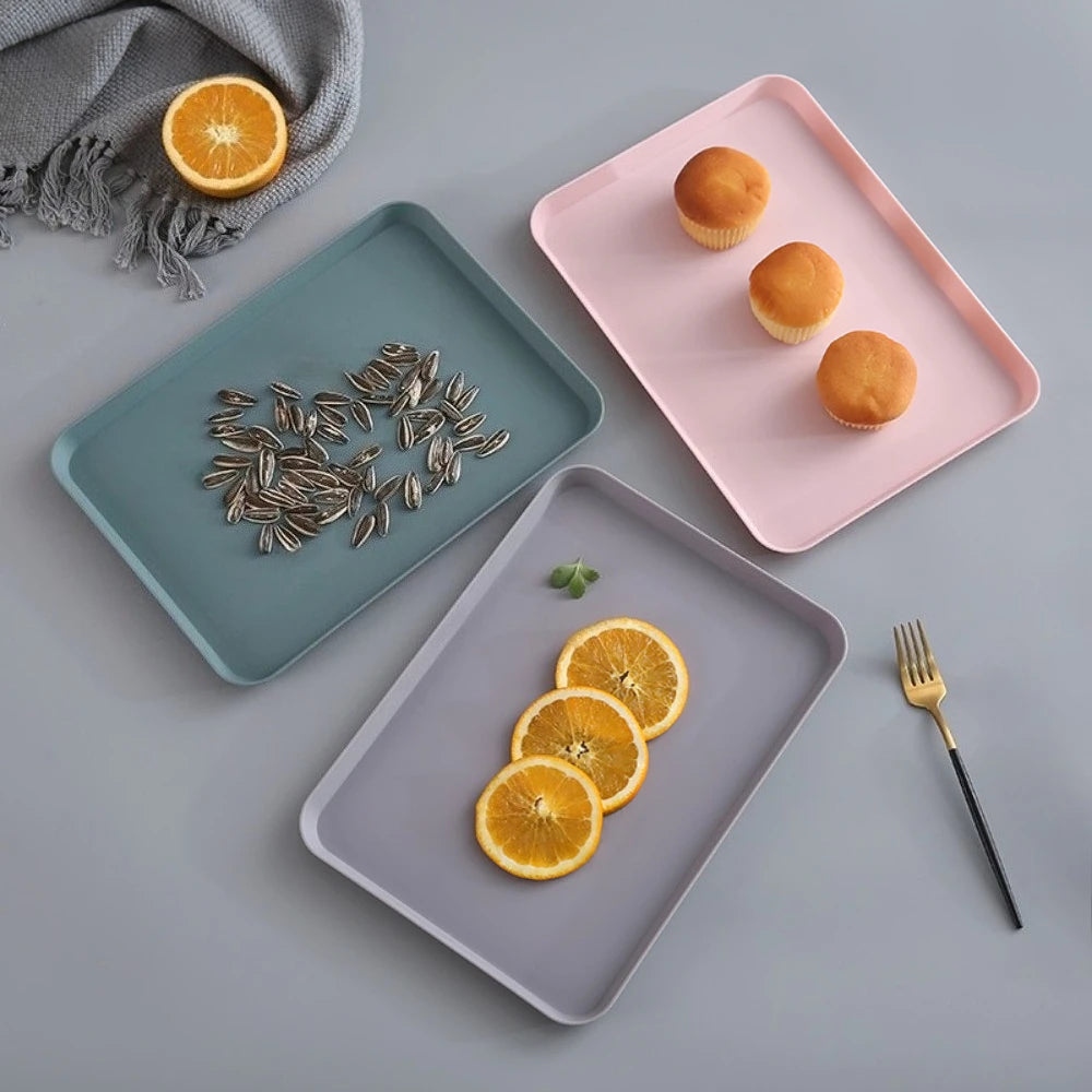 Nordic Rectangular Plastic Serving Tray Anti-Slip Pp Food