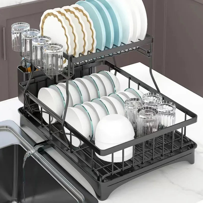 Large 2-Tier Dish Drying Rack Countertops Removable