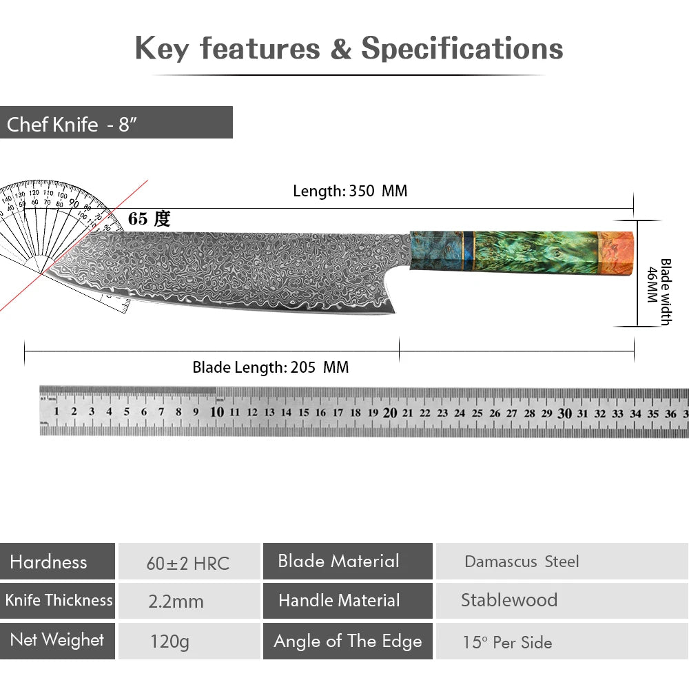 Inch Chef Knife 67 Layers Vg10 Damascus Steel