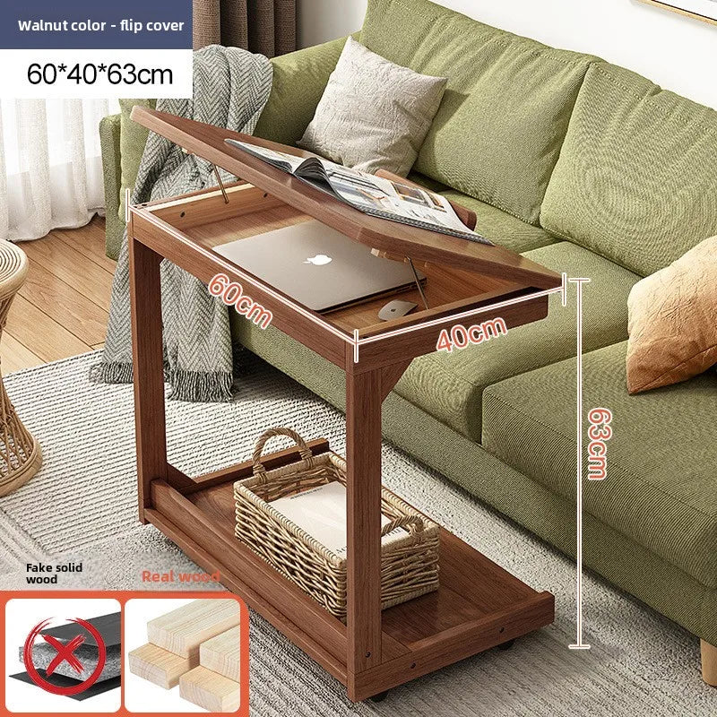 Mobile Solid Wood Coffee Table Living Room Storage