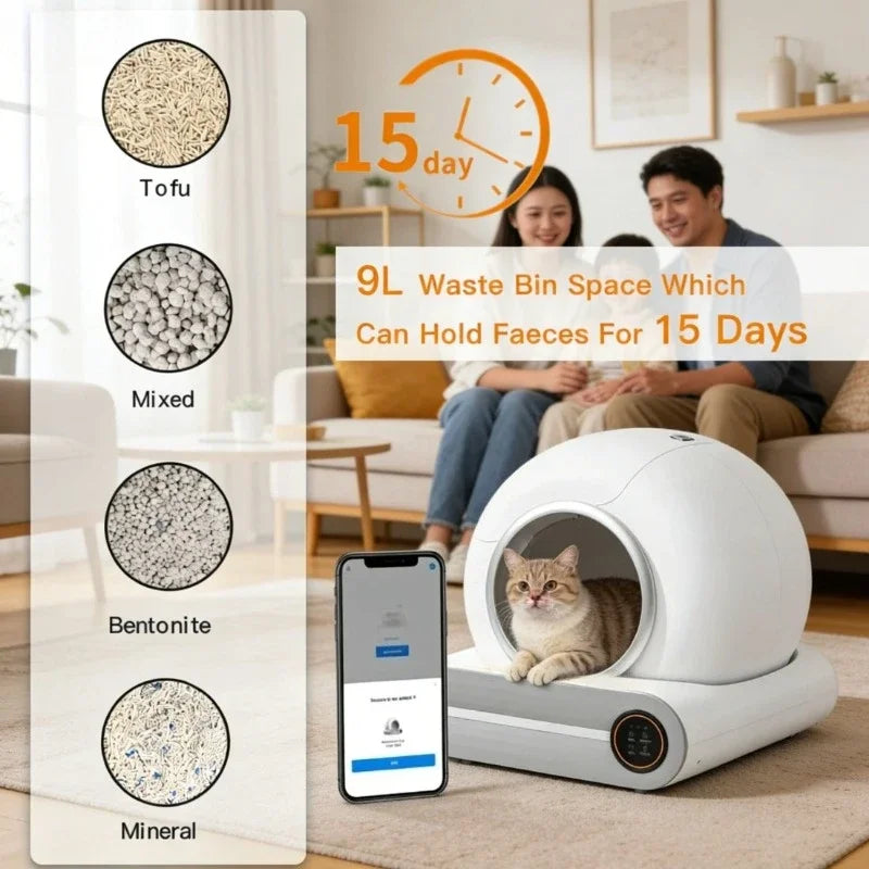 Smart Self-Cleaning Cat Litter Box 65l Extra Large