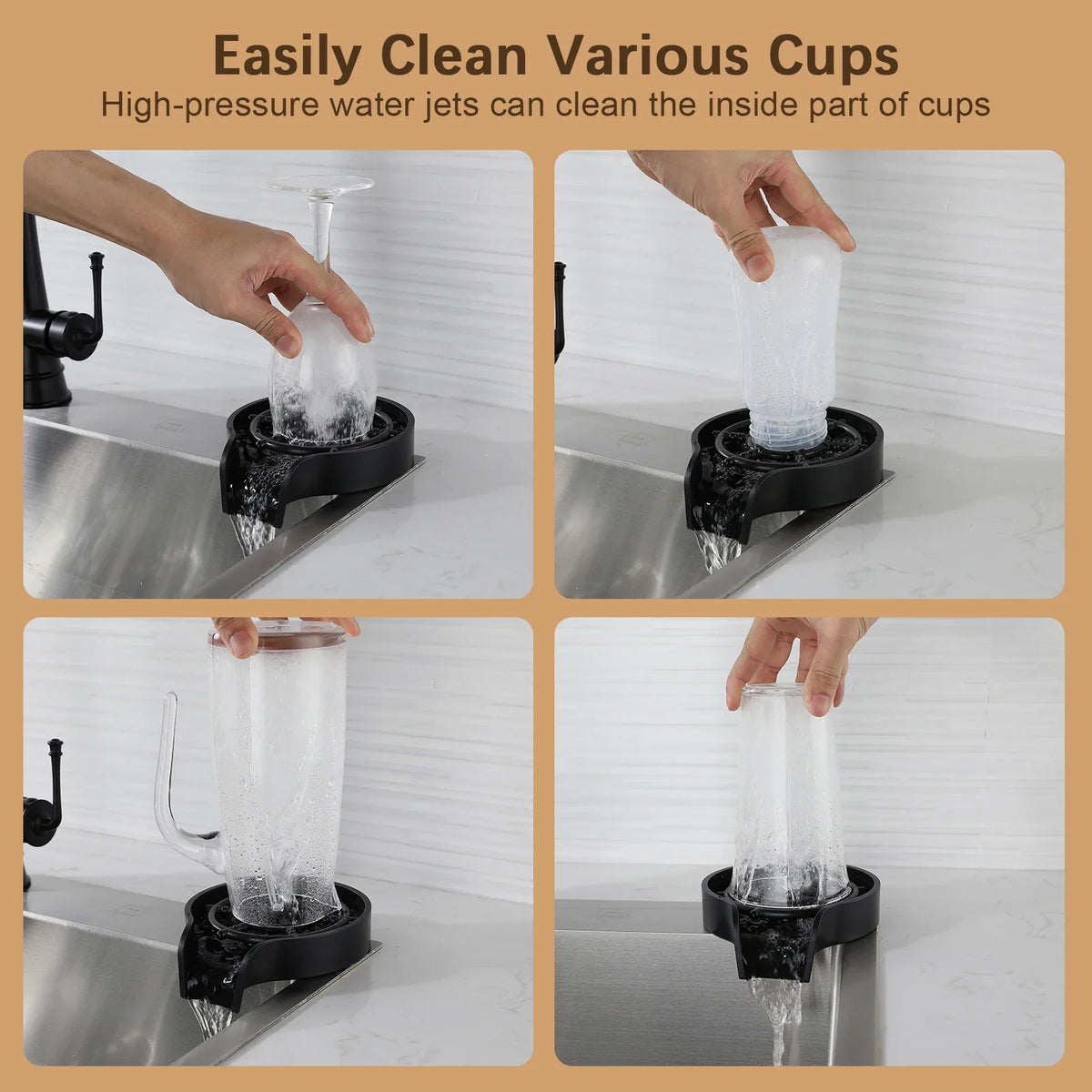 Glass Rinser Sink Bottle Cups Washer Sink Attachment