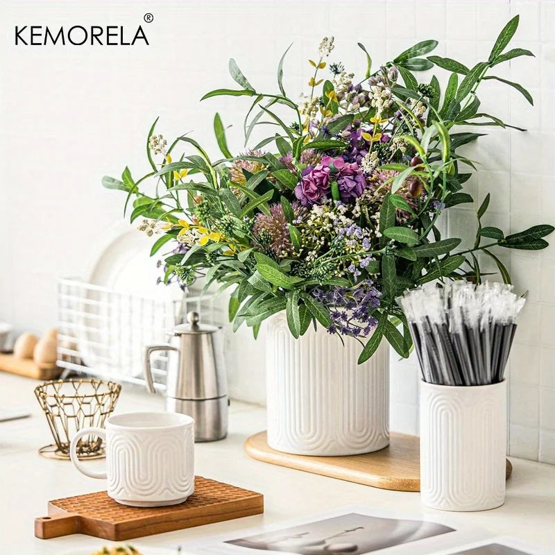 Ceramic Utensil Holder Organizer - Countertop Storage Jar
