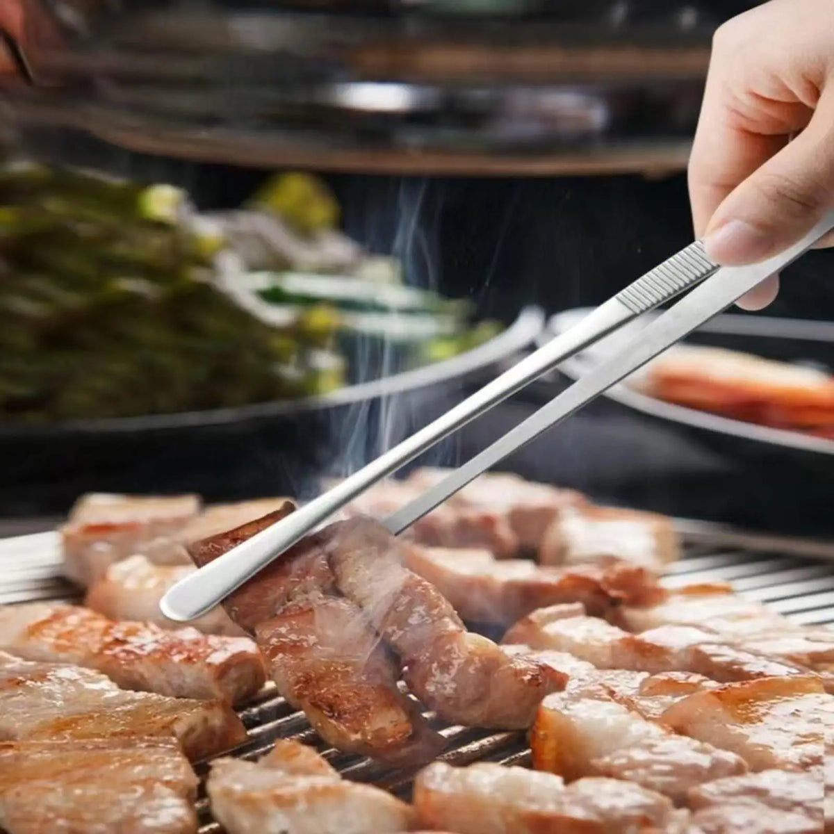 Long Cooking Tongs Stainless Steel Tongs Non-Slip Heat
