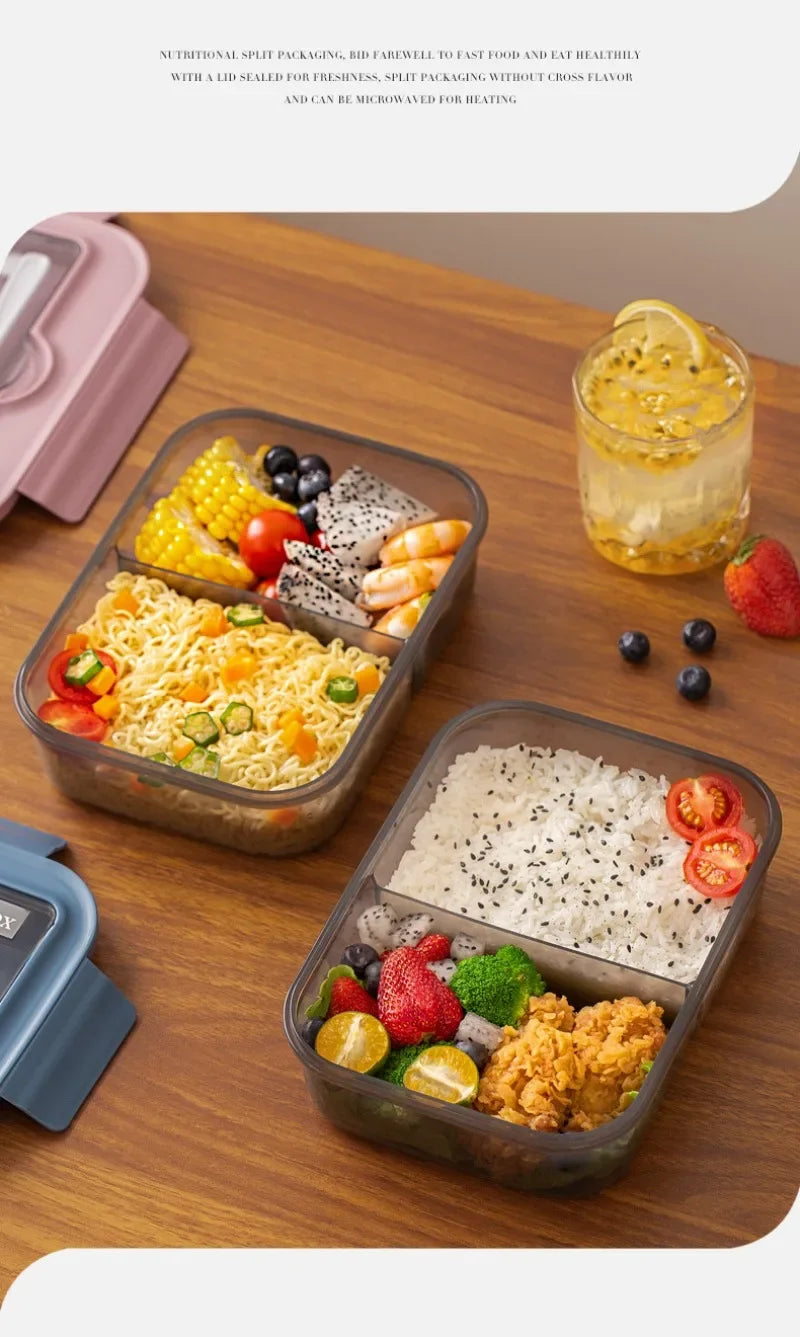 Lunch Box Tableware Office Workers Square Divided Microwave
