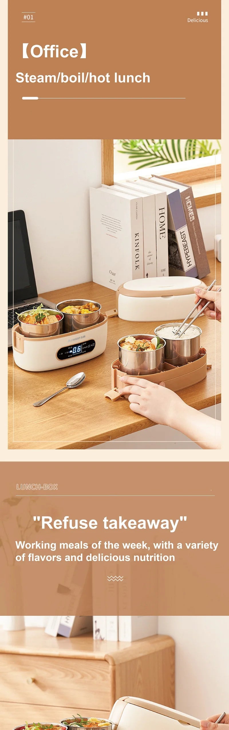 2l Smart Electric Lunch Box Heating Lunch Box
