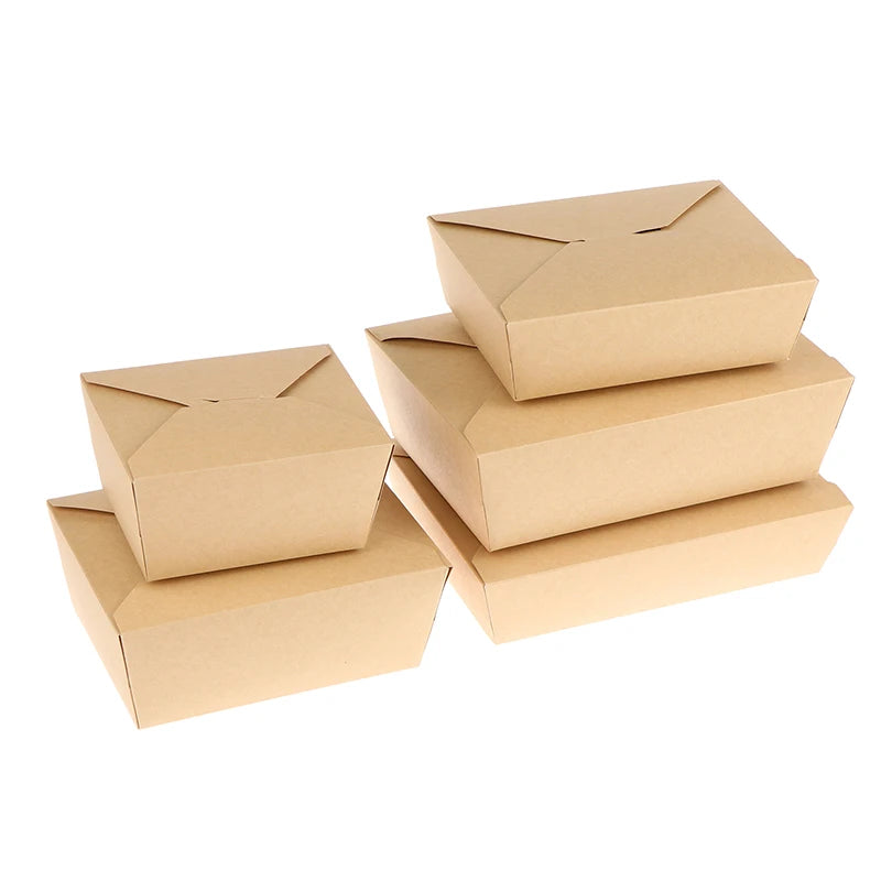 10pcs Disposable Fast Food Boxes Thickened Kraft Paper