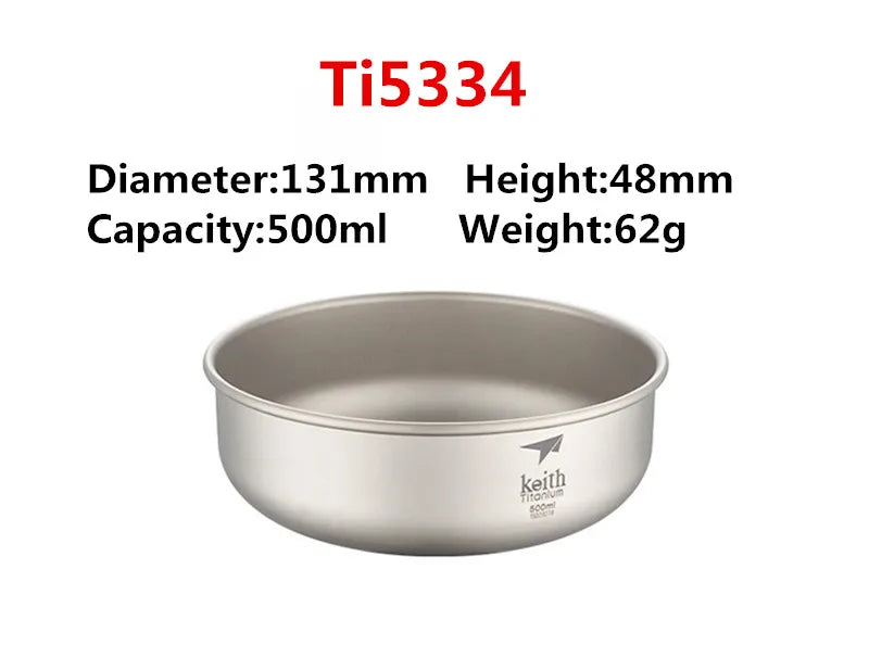 Keith Camping Tableware Titanium Bowls Pan Fruit Vegetable
