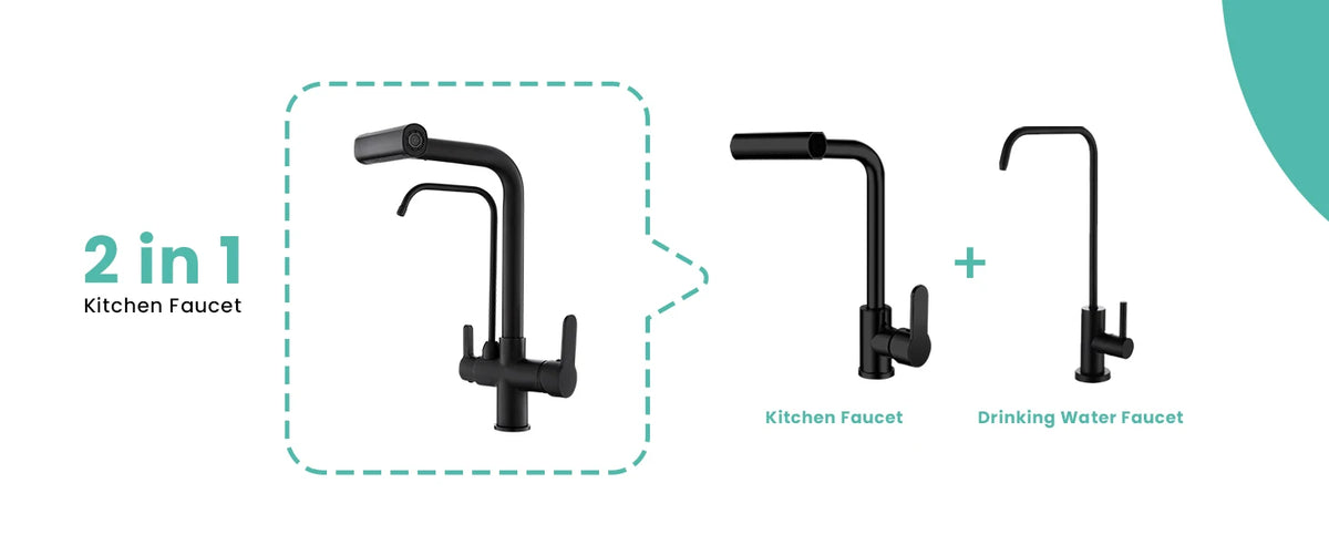 Way Pure Water Filter Faucets Black Pull Out
