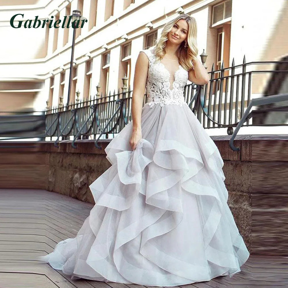 Gabriellar Attractive Wedding Dresses V-Neckline Sleeveless