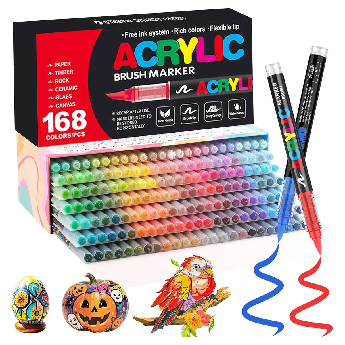 12-418 Colors Acrylic Marker Washable Markers Brush Tip