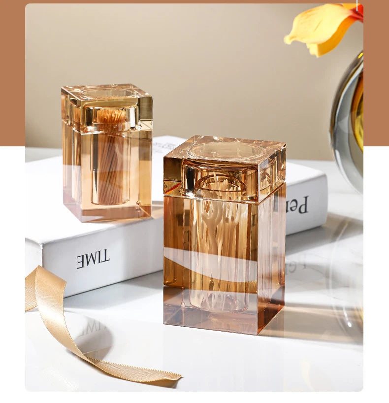 Luxury Crystal Glass Toothpick Box Barrel Dining Table