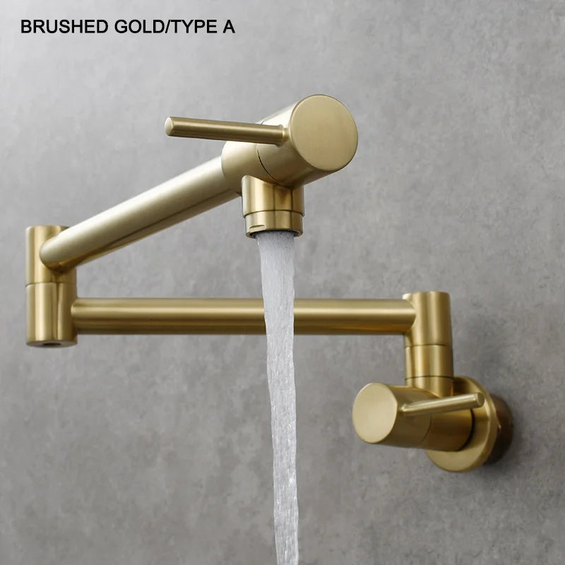 Brass Pot Filler Tap Wall Mount Foldable Faucet