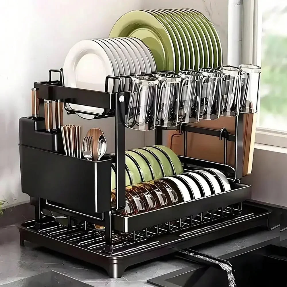 2-Tier Stainless Steel Dish Drying Rack Drainboard Rustproof