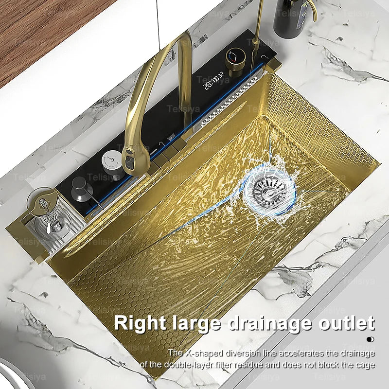 Modern Stainless Steel Sink Sinks Digital Display Large