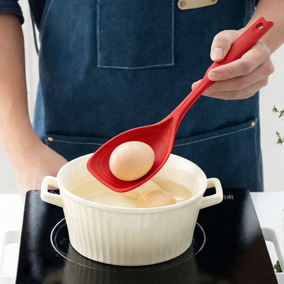 2pcs Silicone Spoon Multi-Use Hold Comfortable Non-Slip Round