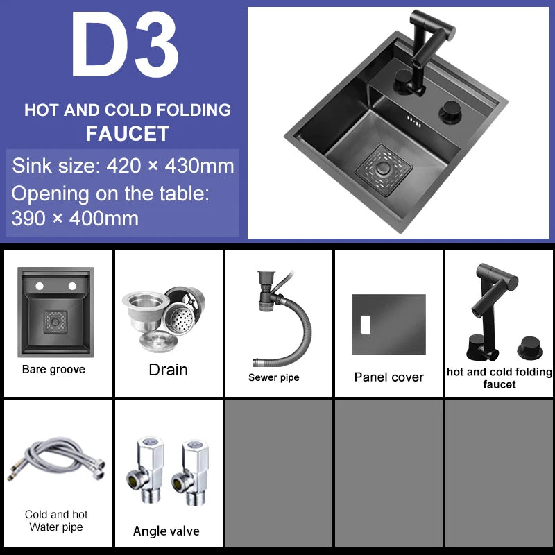 Hidden Sink Bar Sink Kit Folding Faucet Drain