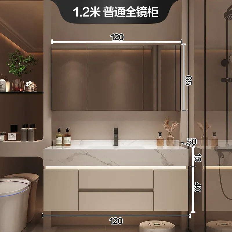 Partitions Storage Bathroom Cabinet Organizer Mirror Wall Shelves