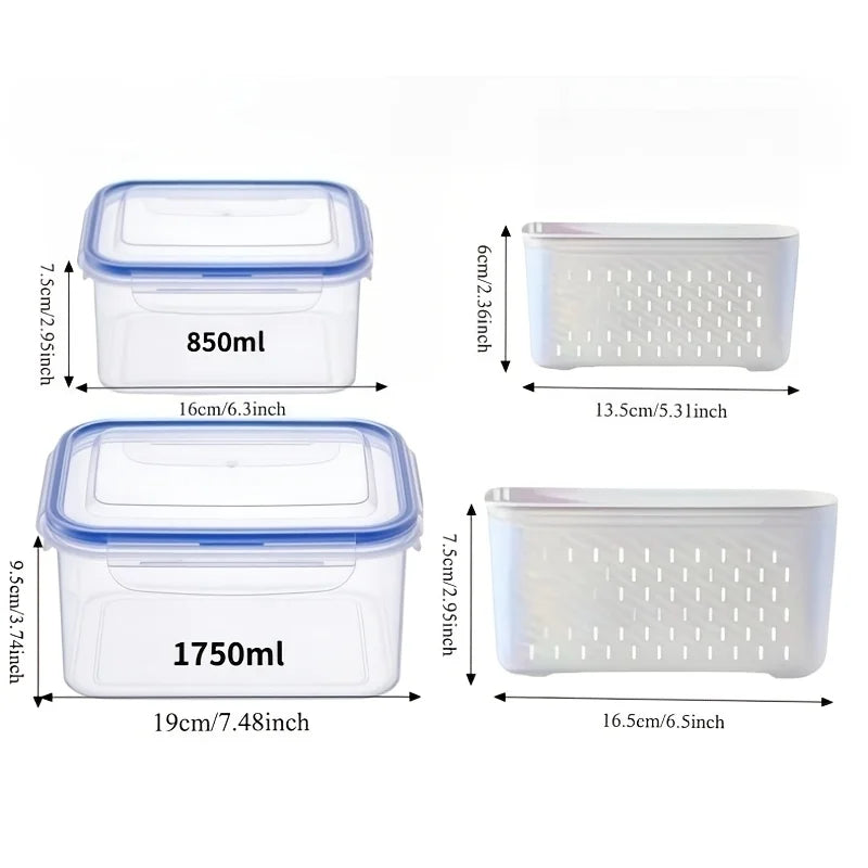 4pcs/Set Leak-Proof Food Storage Containers-Airtight Stackable