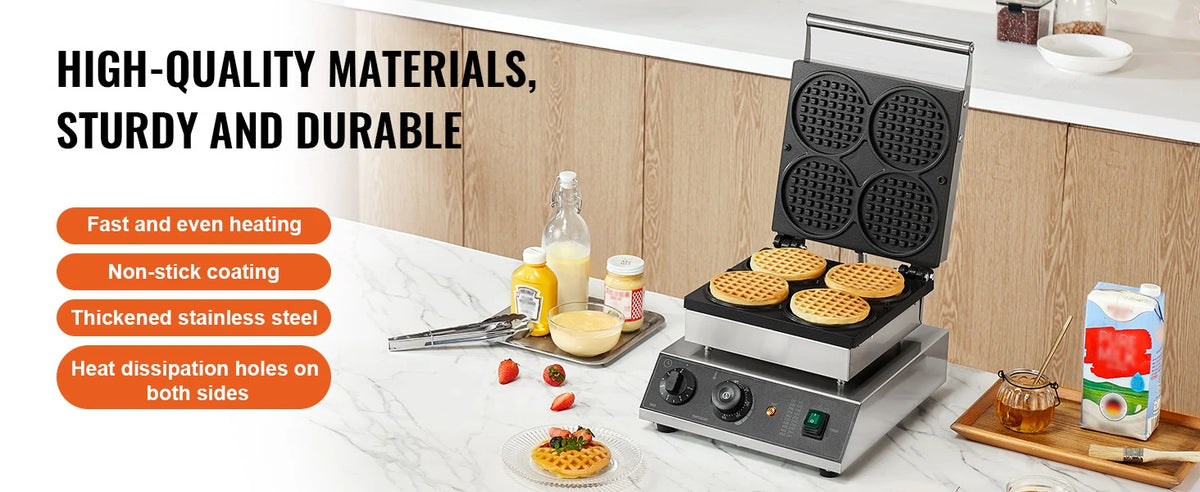 Succebuy Commercial Waffle Maker Round Waffle Baker Machine
