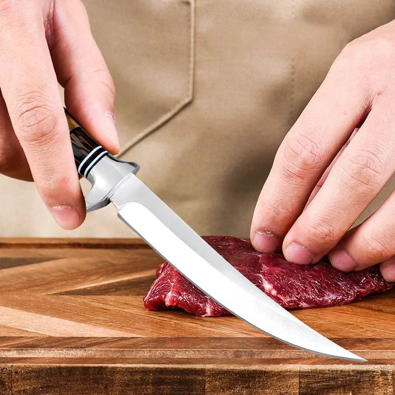 Stainless Steel Chef Knife Professional Boning Cleaver Wood