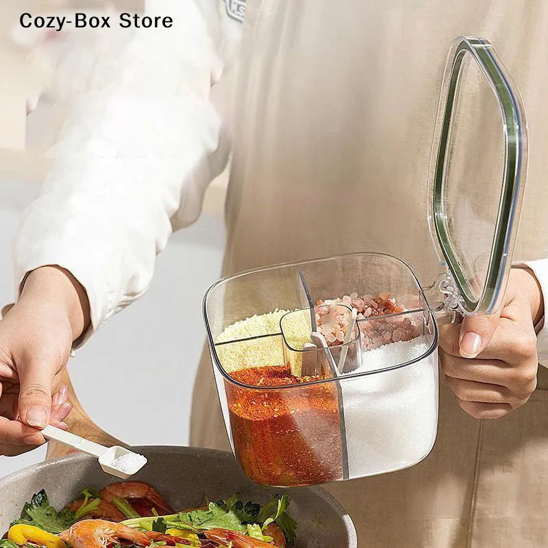 Grids Transparent Lid Spice Jar Seasoning Salt Pepper