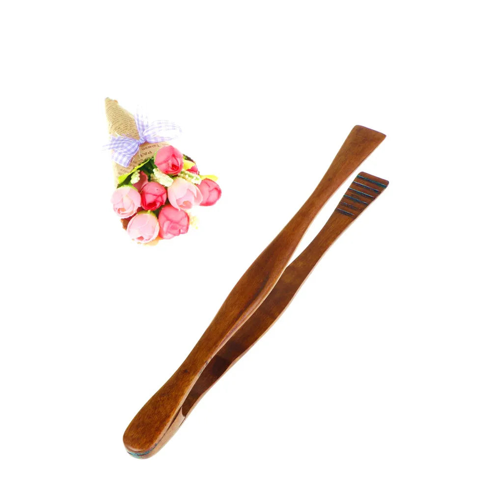 1pc Bamboo Cooking Tongs Food Bbq Salad Bacon