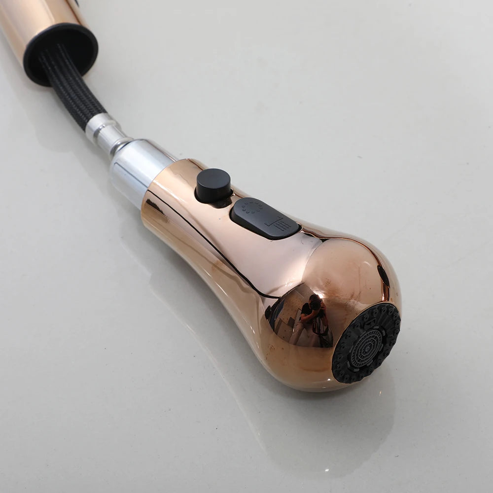 Jieni Rose Gold Faucet 360 Swivel 3-Way Brass
