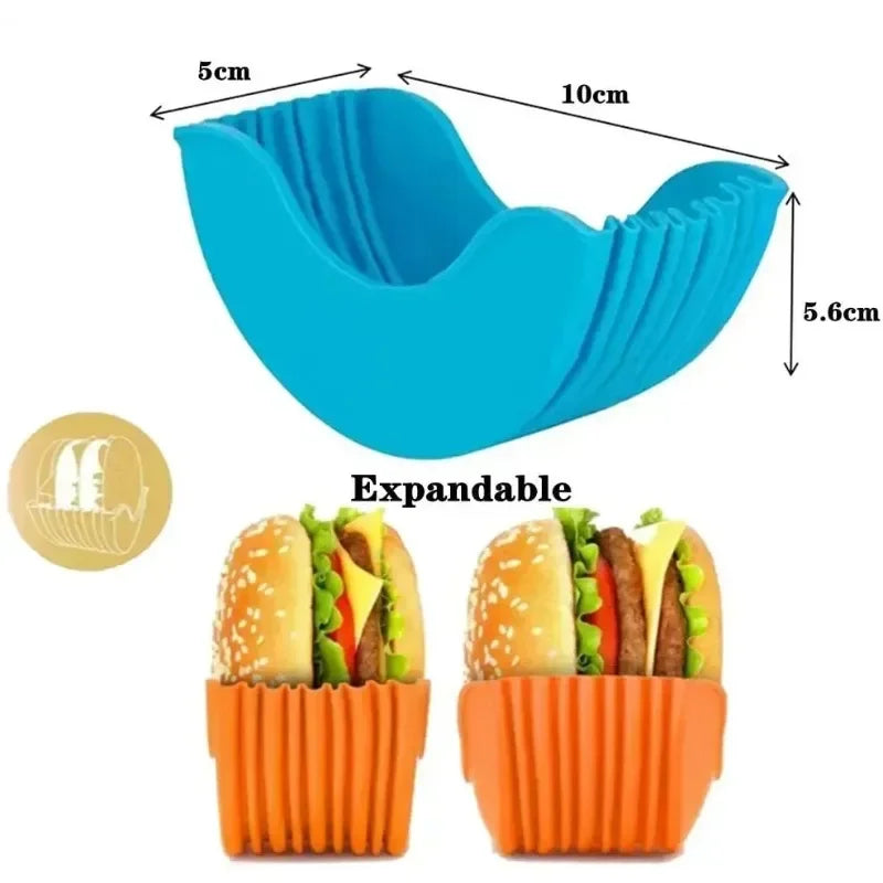 1-4pcs Reusable Burger Rack Useful Silicone Frame Burger