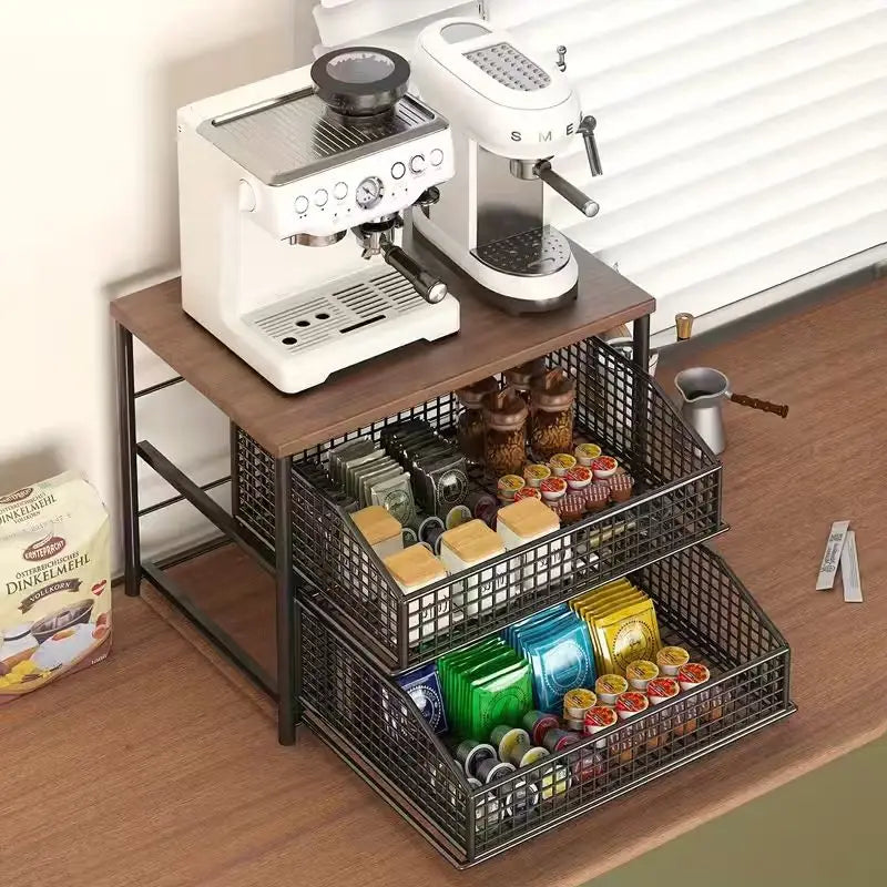 1pc Space-Saving Countertop Organizer Drawer Metal Basket -