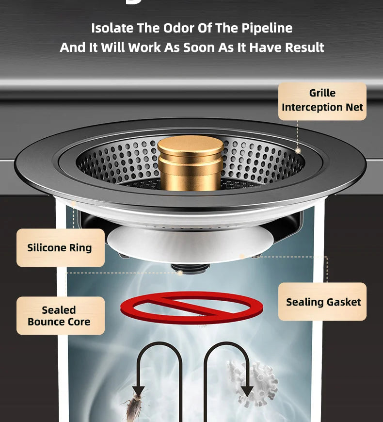 Universal Sink Strainer Stainless Steel Pop-Up Drain Plug