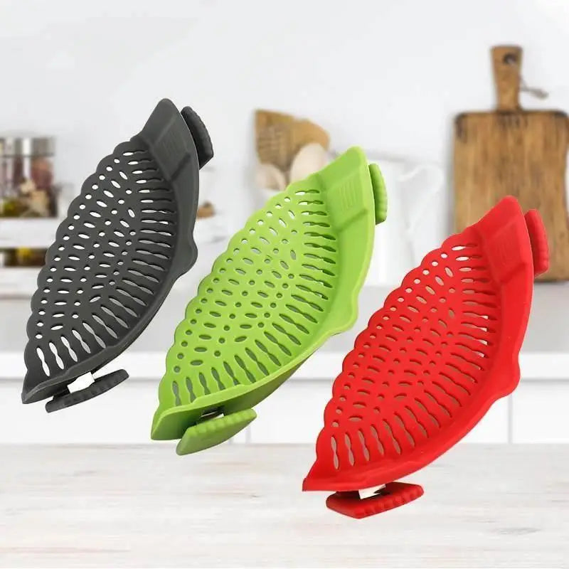 Pasta Fruit Vegetable Colander Silicone Clip-On Pan Pot