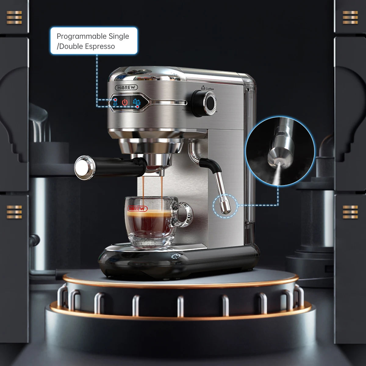 Hibrew Coffee Maker Cafetera 20 Bar Inox Semi